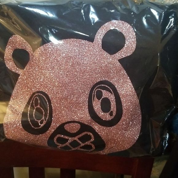 Glitter Panda Face Streetwear Hoodie NWOT Sz.M Oversized CHOOSE PINK OR SILVER - Picture 6 of 13